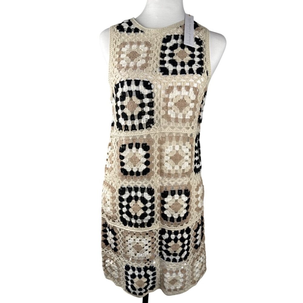 House Of Harlow 1960 Crochet Square Pattern Sleeveless Cotton/Acrylic Size XS